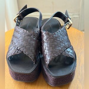 Madewell The Amee Wedge Sandal Brown Women Size 6.5